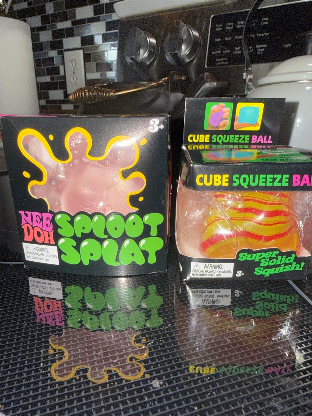 Nee Doh inspire Splat Pink Stress Toy & Cube Squeeze and jelly squish bundle